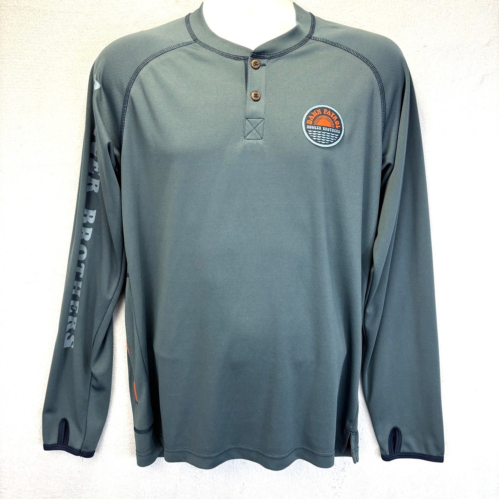 Howler Brothers Dawn Patrol Henley Shirt Mens Small Blue Long Sleeve Performance